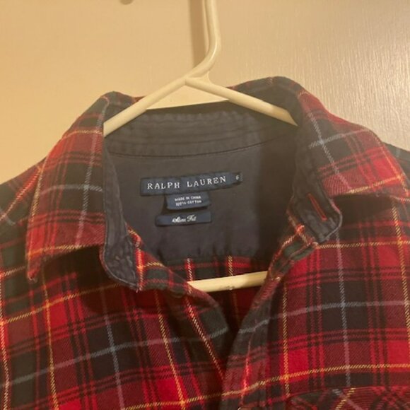 Ralph Lauren Buffalo Plaid Check Flannel Button Down Shirt with Leather Elbows - Picture 5 of 8